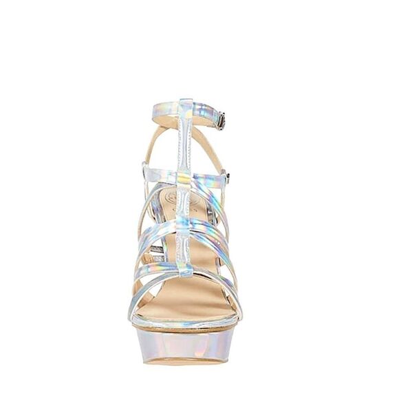 Guess Eleri Strappy Metallic Finish Heeled Sandals - Picture 8 of 8